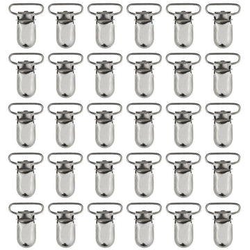 Marrywindix 25Pcs 1' Pacifier Suspender Clips, Pacifier Clips For Making Pacifier Holders Bib Clips Toy Holder Silver