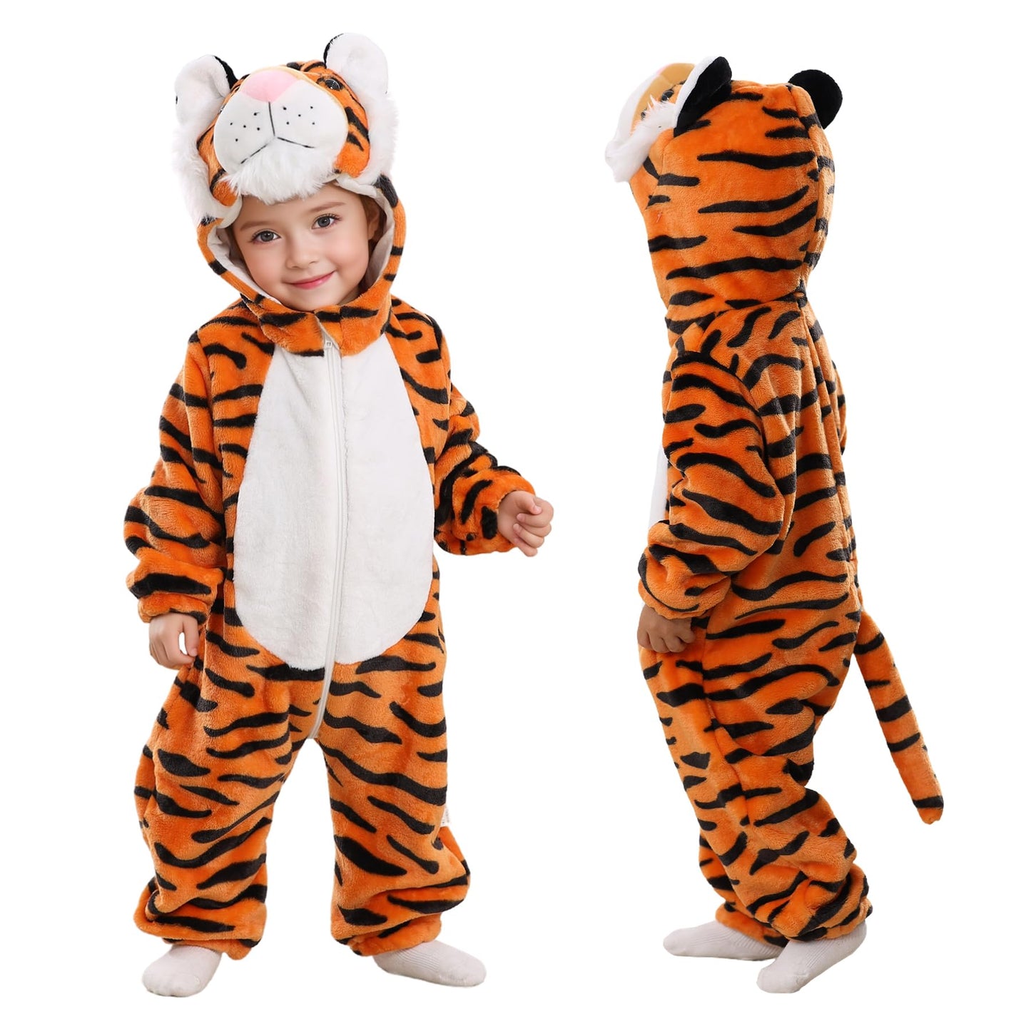Tonwhar Infant And Toddler Halloween Cosplay Costume Kids' Animal Outfit Snowsuit (12-18 Months,Orange Tiger)