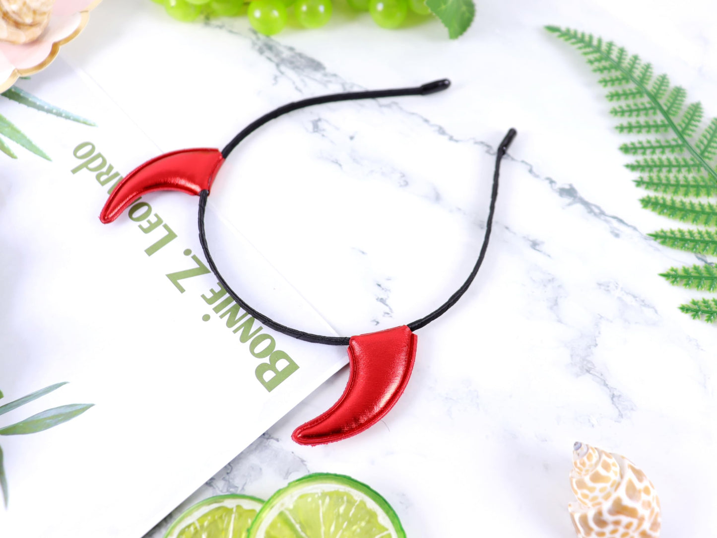 Bonnie Z. Leonardo Glossy Devil Horns Headband Red