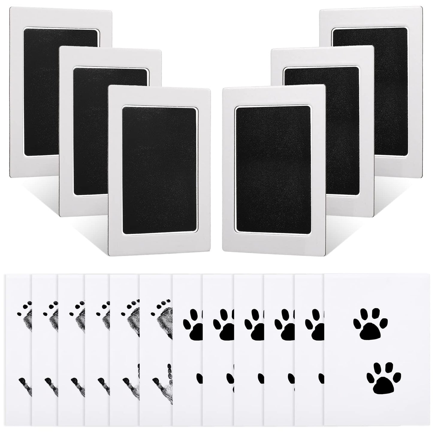 Outus Baby Inkless Handprint And Footprint Kit 6 Safe Hand And Foot Ink Pad Clean Touch Paw Print Stamp And 12 Card For Newborn
