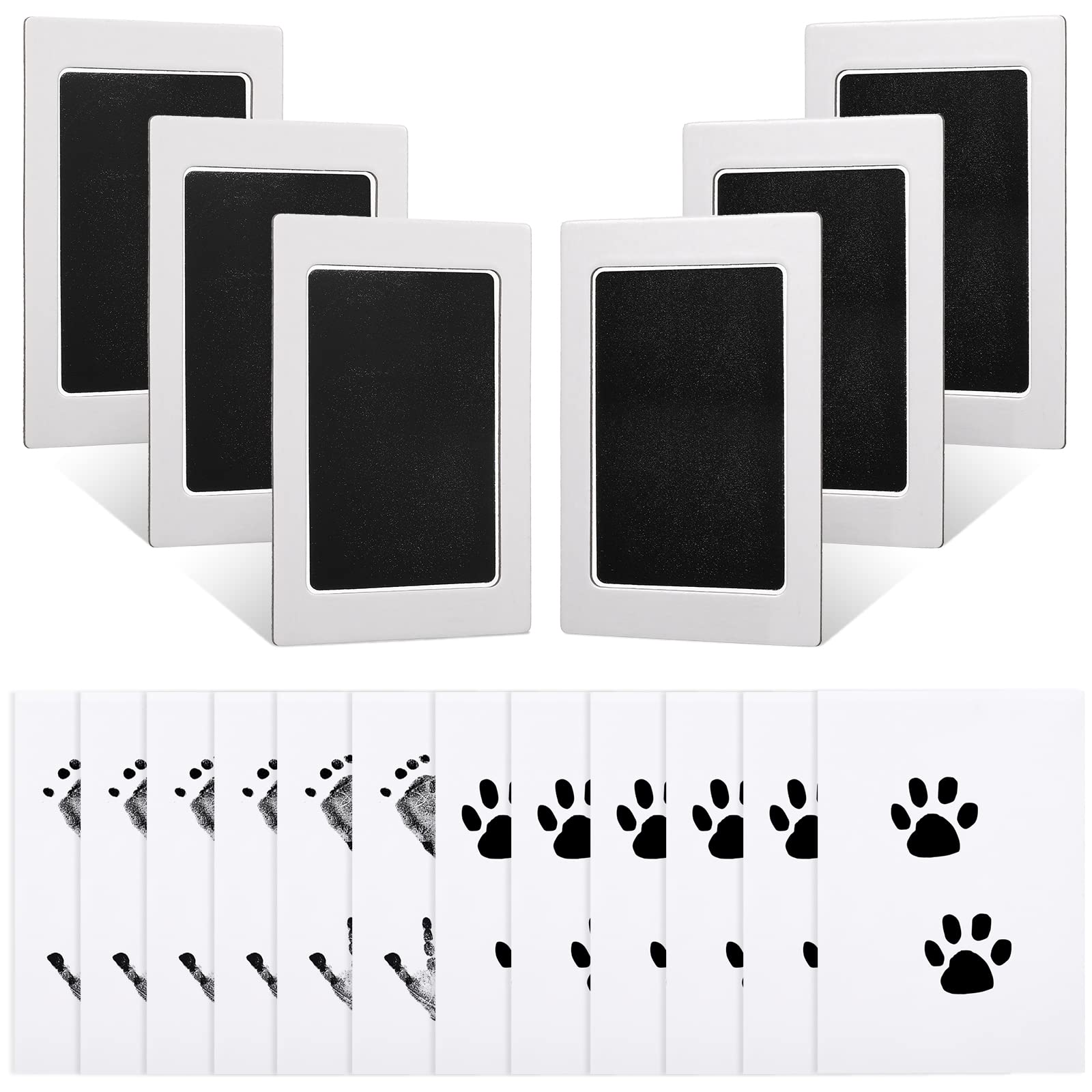 Outus Baby Inkless Handprint And Footprint Kit 6 Safe Hand And Foot Ink Pad Clean Touch Paw Print Stamp And 12 Card For Newborn