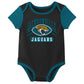 Outerstuff Nfl Newborn Baby And Infant Short Sleeve Bodysuit Variety 3-Pack - Jacksonville Jaguars, 0-3M