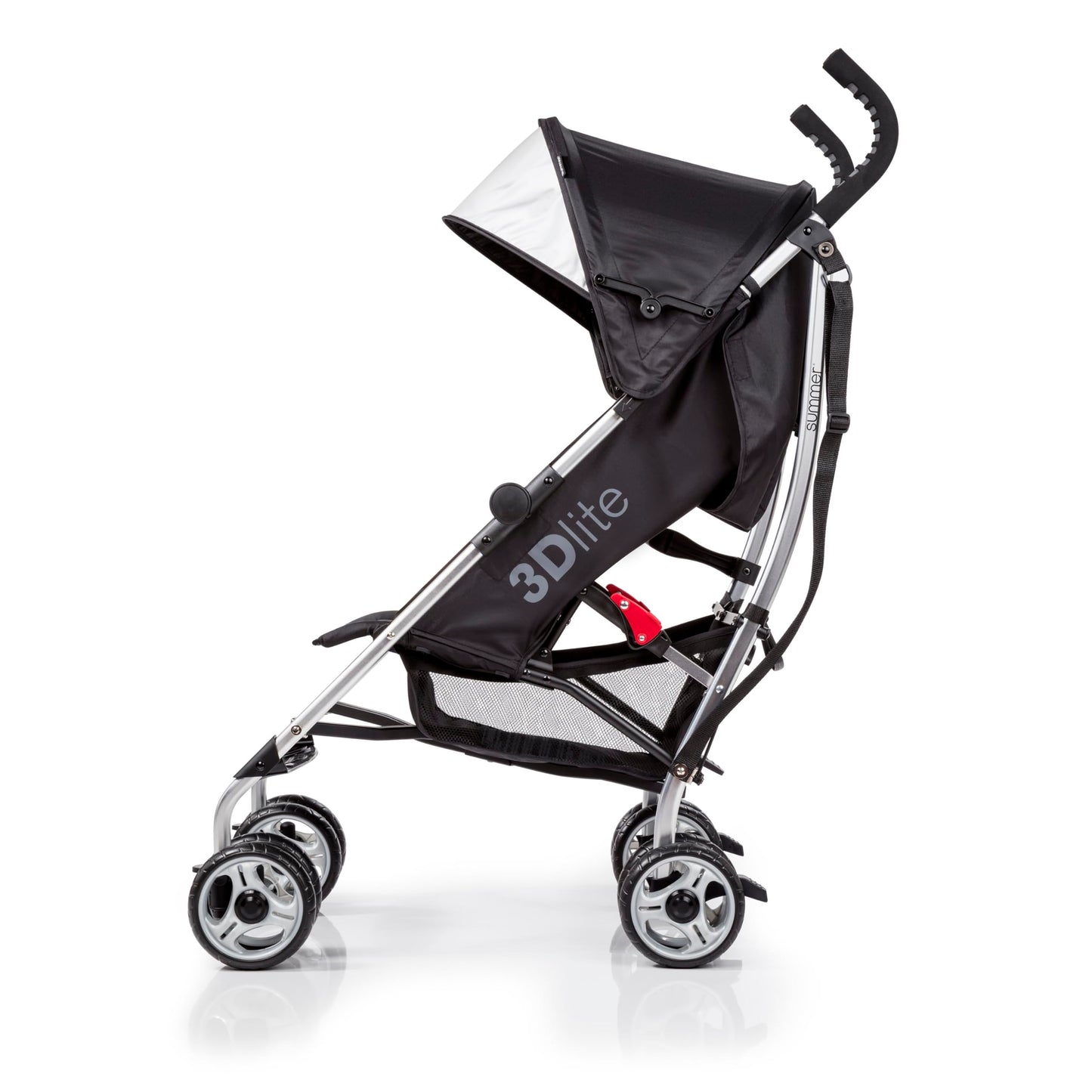 Summer Infant 3Dlite Convenience Stroller, Black - Lightweight Stroller With Aluminum Frame, Large Seat Area, Mesh Siding, 4 Pos
