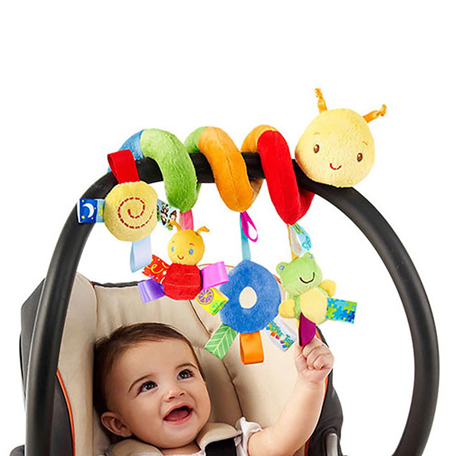 Yuisi Caterpillar Crib Toys Stroller Soft Plush Toys Spiral Colorful Baby Toy For 6 To 12 Months, Can Stimulate Early Visual And