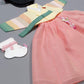 100 Day Birth Korea Baby Girl Hanbok Traditional Dress Outfits Celebration Party Yellow Peach Set