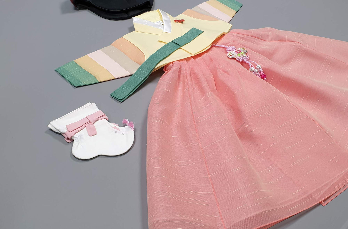 100 Day Birth Korea Baby Girl Hanbok Traditional Dress Outfits Celebration Party Yellow Peach Set