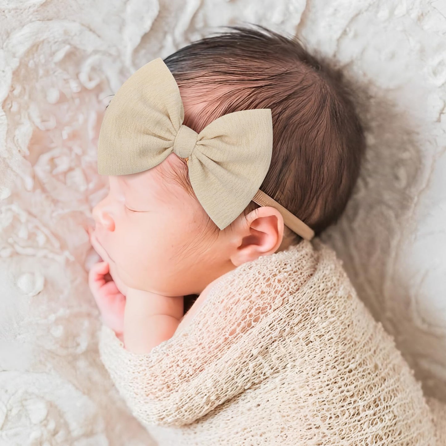 Yanjie 4.5'' Baby Girls Soft Nylon Headbands Newborn Bows Handmade Hairbands Hair Accessories For Newborn Infant Toddler Kids 16
