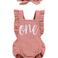 Detigee Baby Girl 1St Birthday Bodysuit Toddler Backless Jumpsuit With Headband (Pink01,12-18 Months)