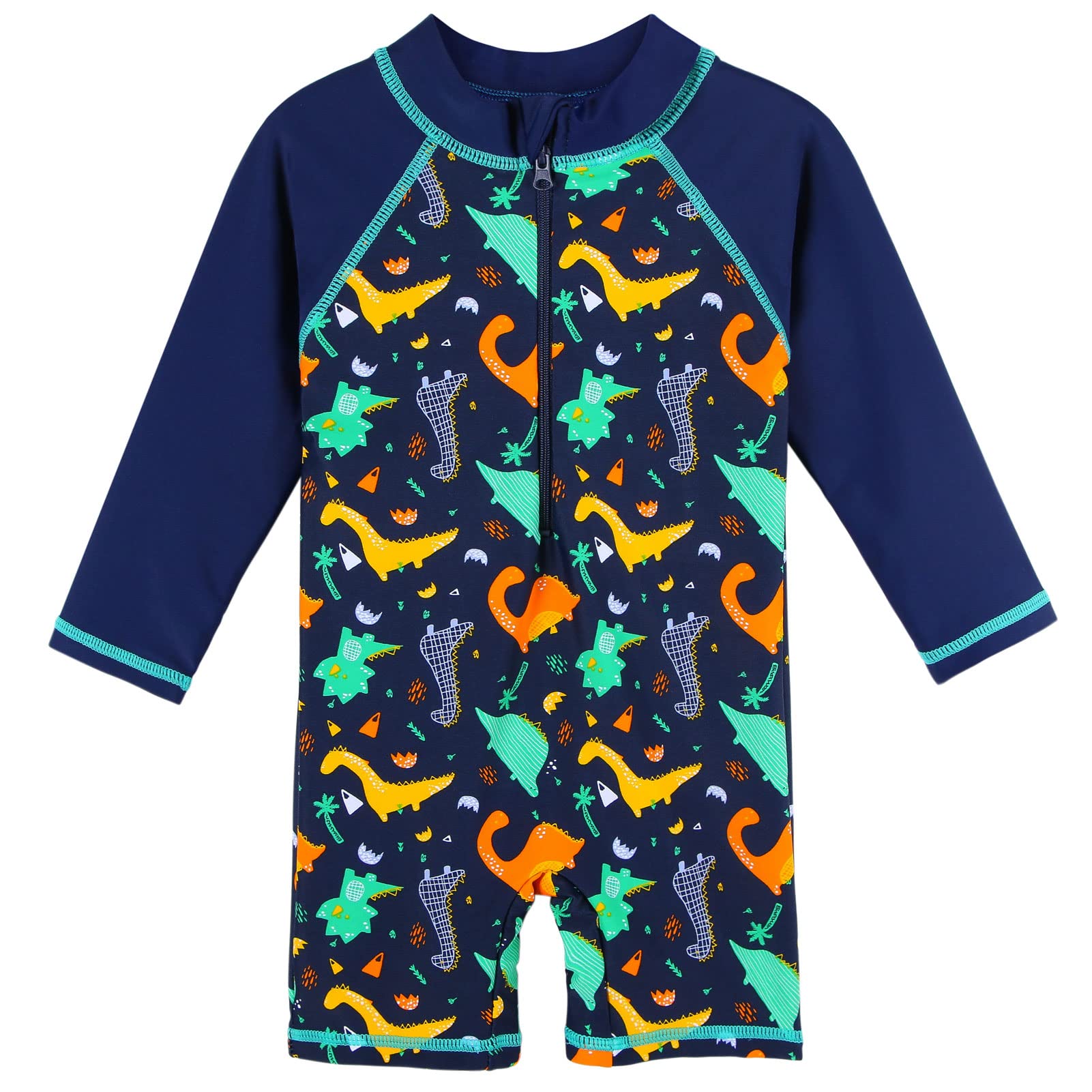 Huaaniue Baby/Toddler Boy Swimsuit Rashguard Swimwear Long Sleeve One-Piece Navy 0-6 Months