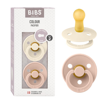 Bibs Pacifiers | Natural Rubber Baby Pacifier | Set Of 2 Bpa-Free Soothers | Made In Denmark | Blush/Ivory | Size 6-18 Months