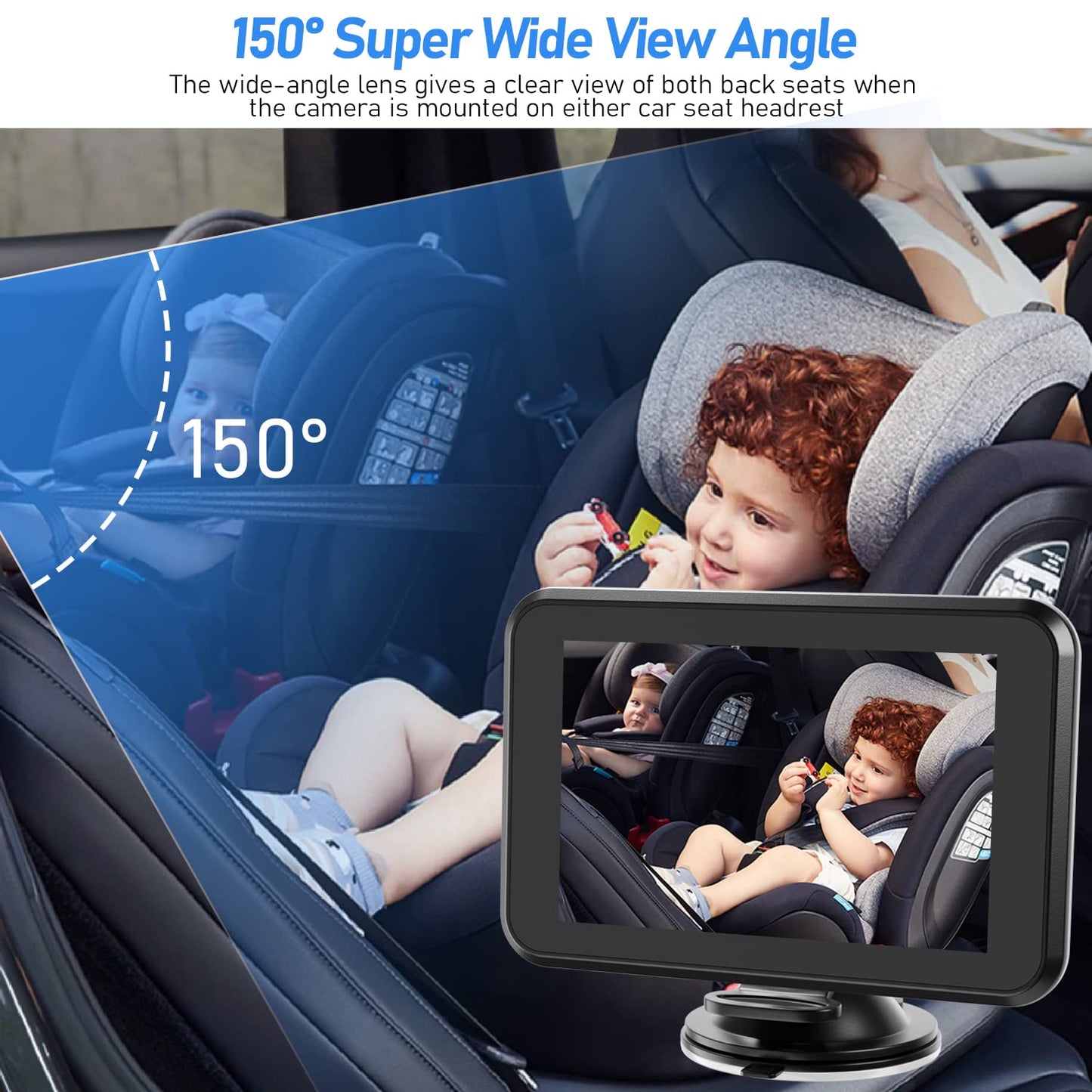 Itomoro Baby Car Camera, 4.3' Hd Night Vision Car Baby Monitor With Camera, Safety Seat Baby Car Mirror For Rear Facing 5 Mins