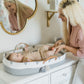 Vesta Baby Woven Cotton Rope Moses Changing Basket Set - Nursery Dresser Table Topper With Soft Foam Pad & 2 Natural Bamboo Wate