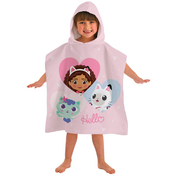 Gabby'S Dollhouse Beach Bath Hooded Poncho Towel For Kids 100% Cotton Heart Pandy Paw Mercat Cakey Cat Fairy Gift For Girls Boys