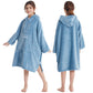 Hiturbo Kids Towel Changing Robe: Soft Plush Wearable Blanket - Warm Coral Fleece Hoodie - Swim Surf Poncho For 5-12 Years (Blue