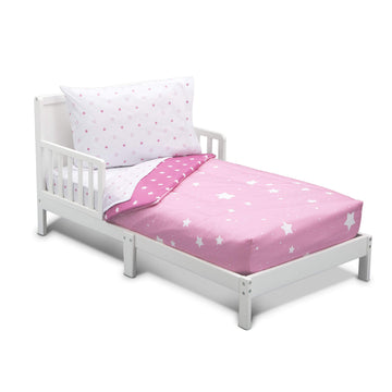Delta Children 4 Piece Toddler Bedding Set For Girls - Reversible 2-In-1 Comforter - Includes Fitted Comforter To Keep Little On