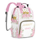 Custom Diaper Bag Mommy Bag with Multi-function Shoulders Outdoor Backpack for Newborn Baby Boy Floral Crown, Pink Customized Na