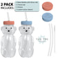 Honey Bear Straw Cup 2-Pack With Travel Lid; 8Oz Straw Bear Cup For Babies, Improved Lid Design; Honeybear Baby Cup Straw; Honey