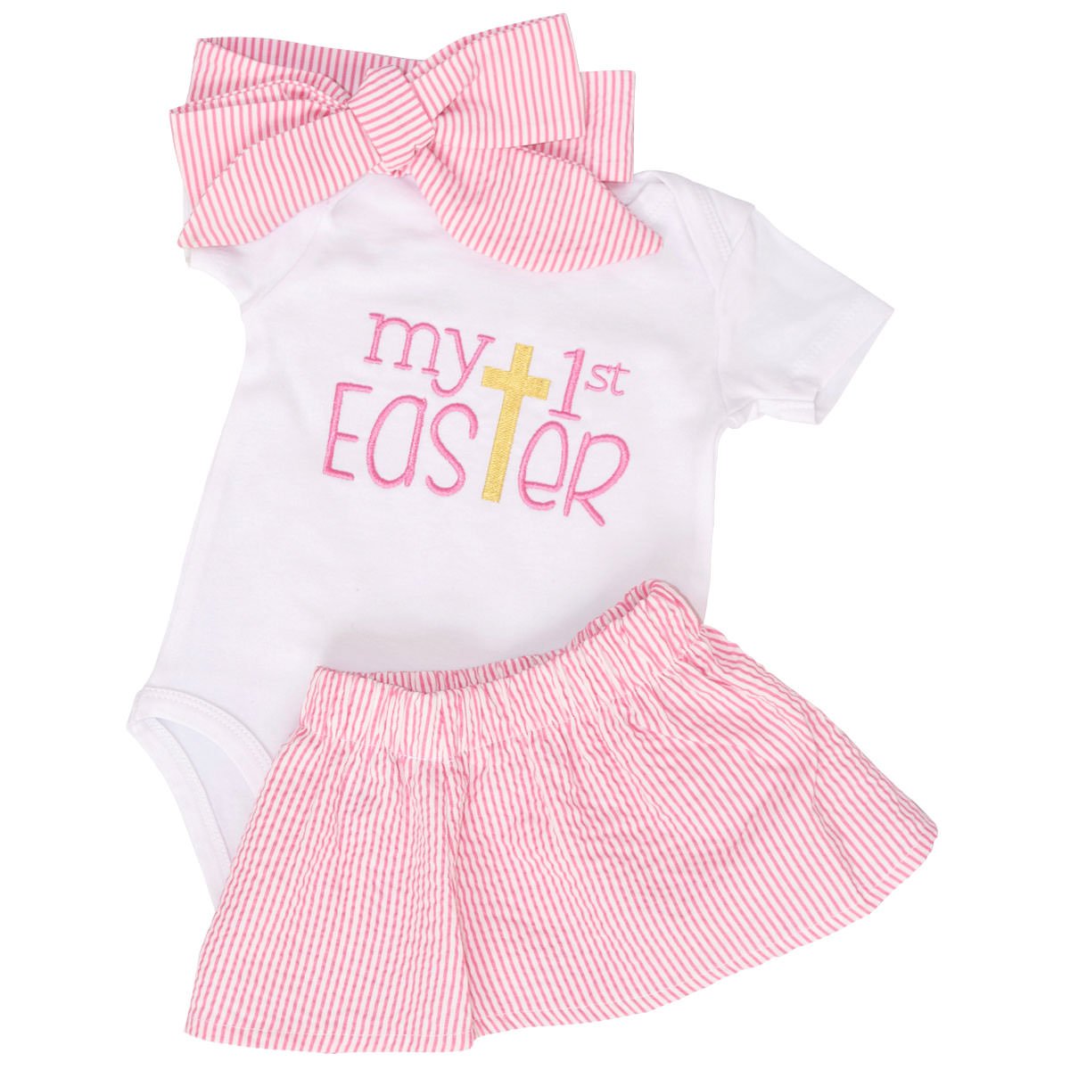 Unique Baby Girls My 1St Easter Skirt Layette Set (3 Months)