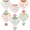 Vuminbox Muslin Baby Bibs Bandana Drool Bibs 6-Pack And Teething Toys 6-Pack Made With 100% Organic Cotton, Absorbent And Soft P