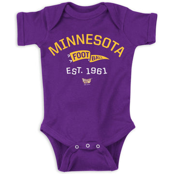 Retro Pennant Baby Apparel For Minnesota Football Fans (Nb-7T) (Purple Onesie, Newborn)