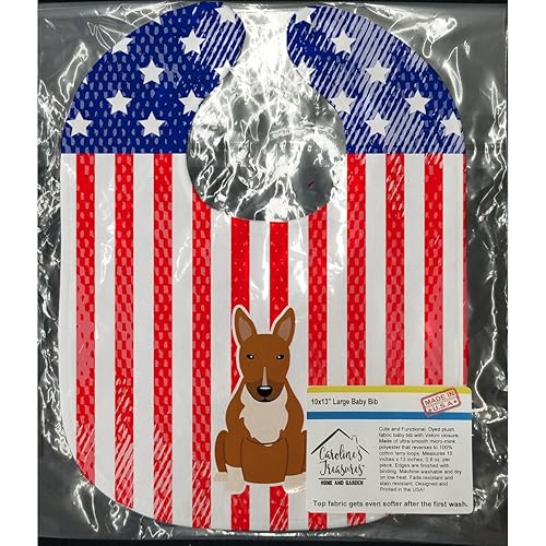 Carolines Treasures Patriotic USA Baby Bib, Bull Terrier Red, Large