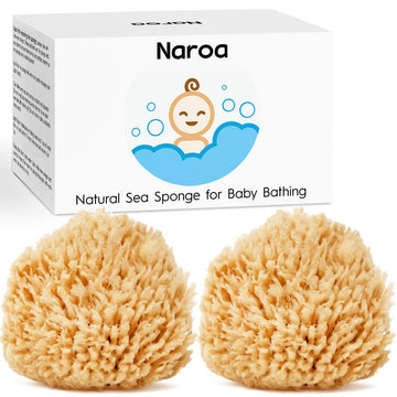 Naroa Natural Baby Bath Sponge In Gift Box | Premium Soft Wool Sea Sponge For Babies | Newborn Bath Time Essentials | Sustainabl