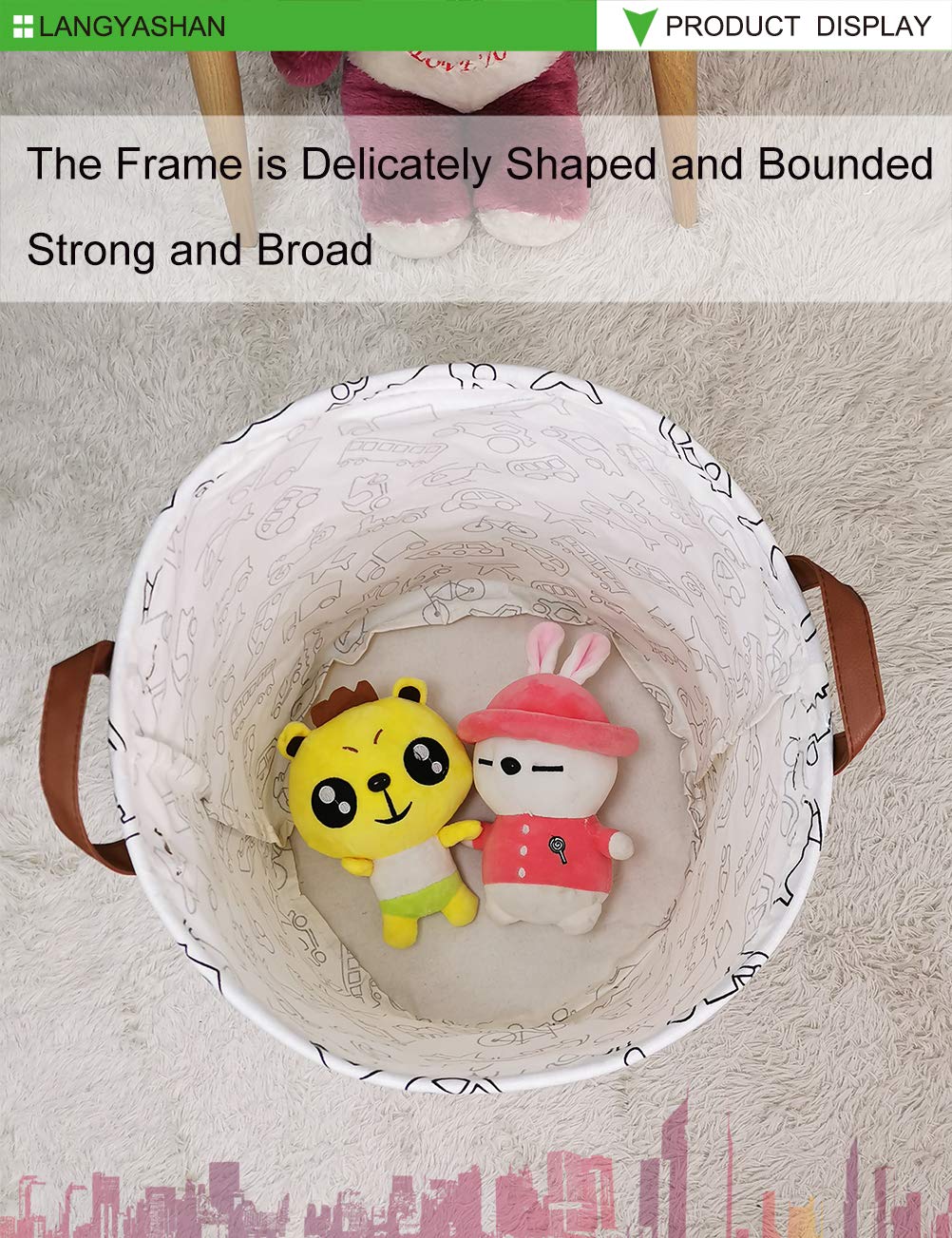 LANgYASHAN Laundry Basket canvas Fabric collapsible Organizer Basket for Storage Bin Toy Bins gift Baskets Bedroom clothes child