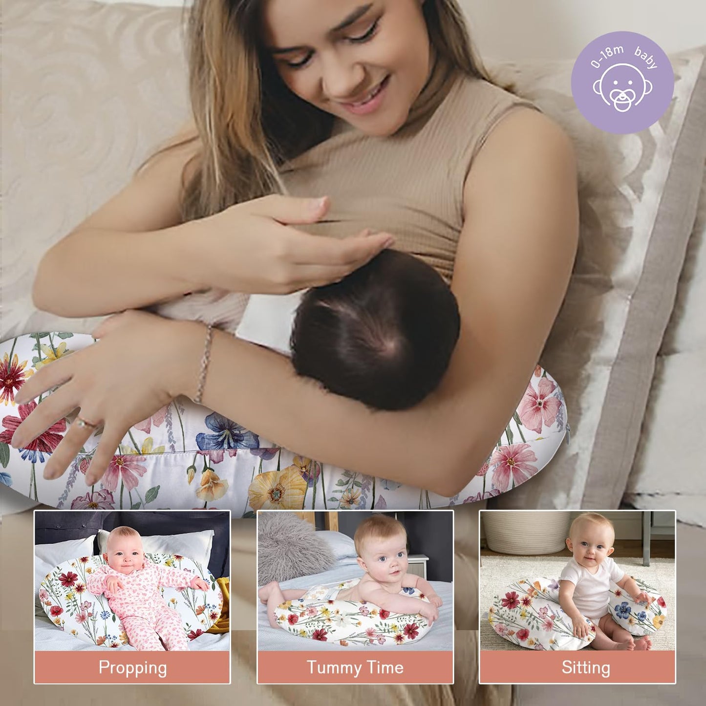 Little Grape Land Nursing Pillow For Infants, Breastfeeding Pillows, Baby Support Pillow For Nursing, Bottle Feeding, Tummy Time