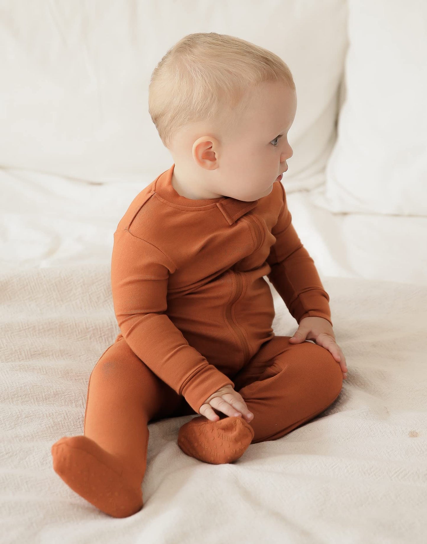 Vaenait Baby Toddler Boys Girls Solid Footie Pajama Cozy Modal Brown 3-6M