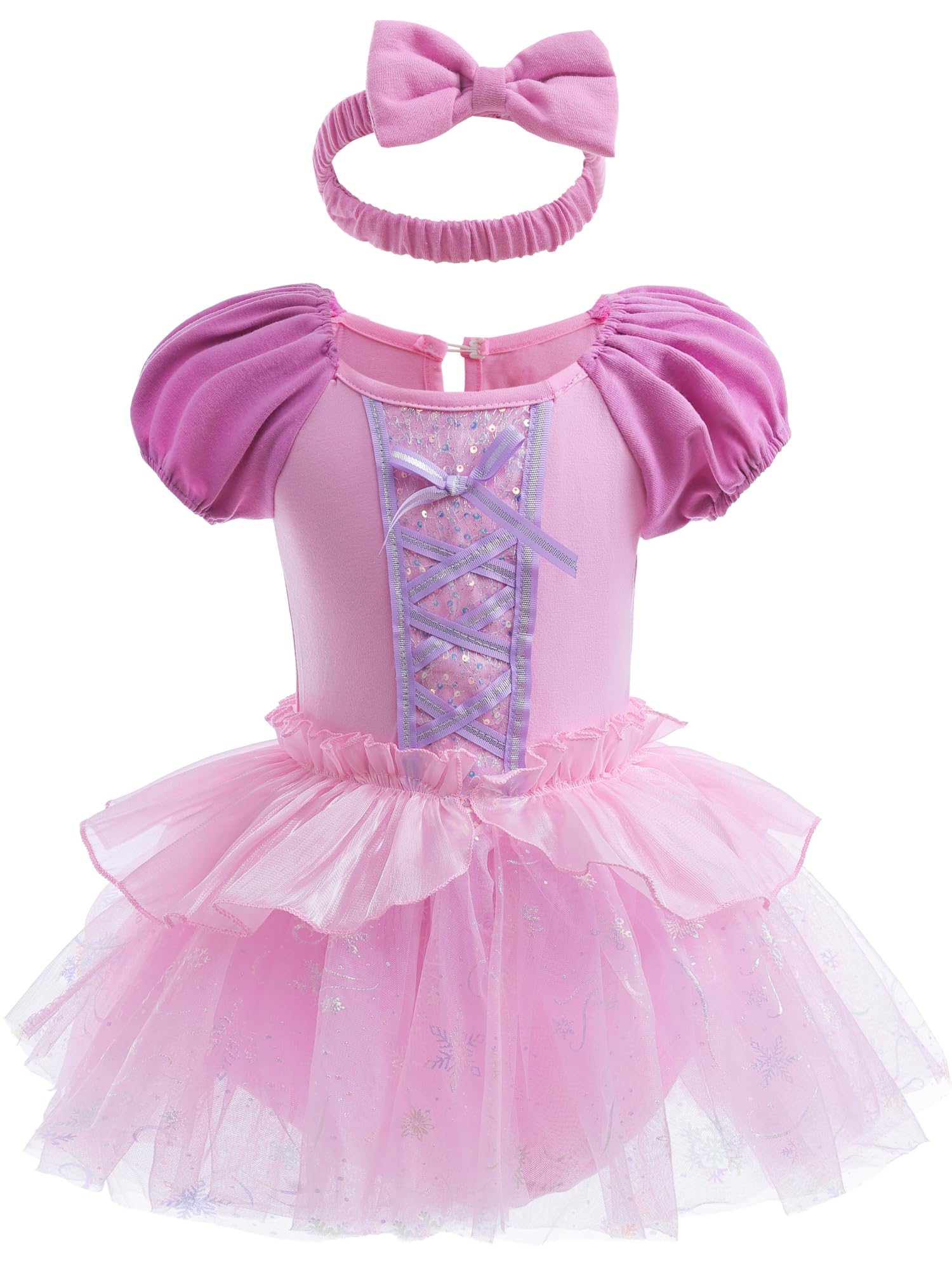 Rapunzel Baby Girls Costume for Infant Romper Onesie Babysuit Birthday Christmas Halloween with Headband 3-6Months(M15-70)