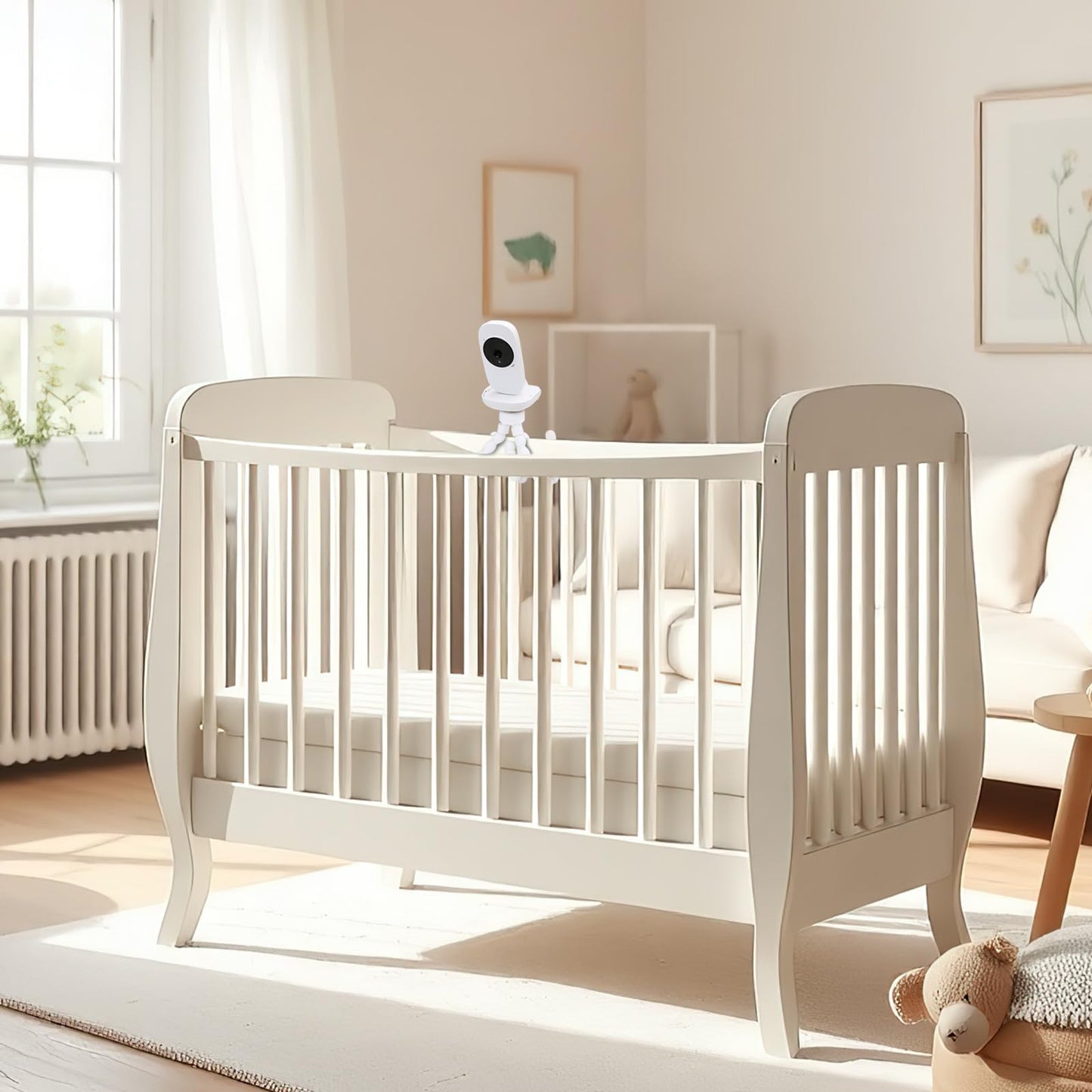 Flexible Baby Monitor Mount Compatible With Vtech Vm819, No Drilling Baby Camera Mount For Crib Without Wall Damage (White)