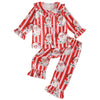 Afunbaby Toddler Baby Girl Boy Silk Satin Pajamas Set Button Down Pjs Kids Long Sleeve Shirt Pants Christmas Pjs Sleepwear (Stri