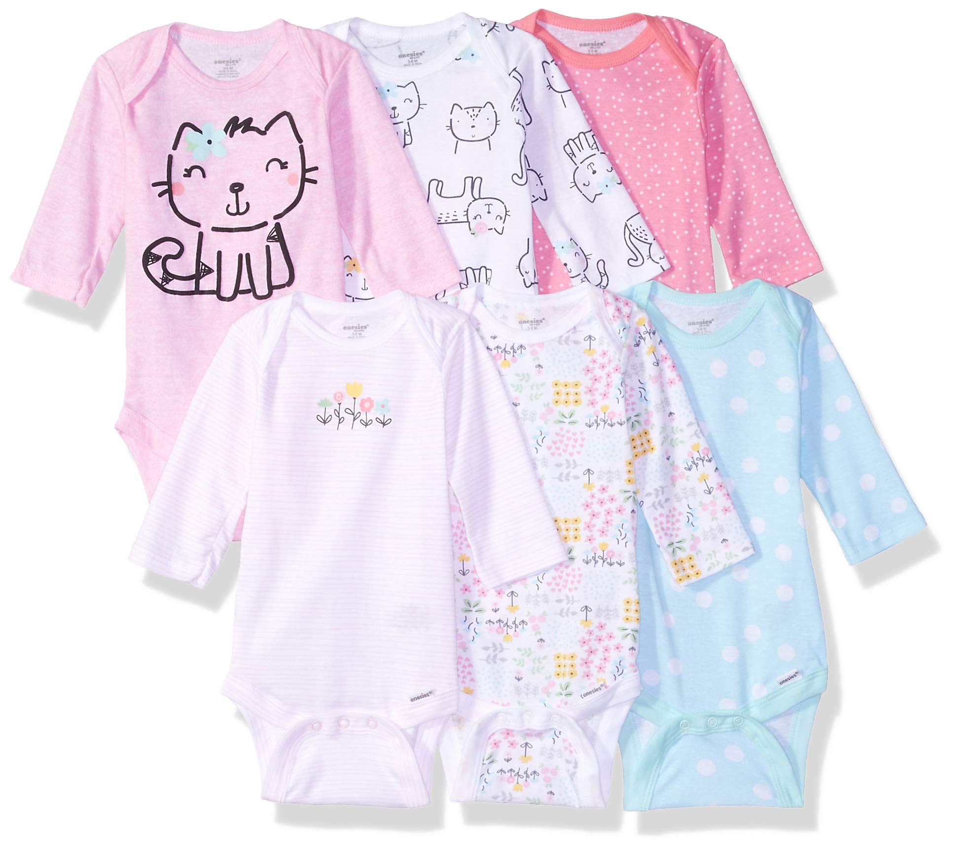 Onesies Brandunisex Baby6-Pack Long Sleeve Bodysuitscats0-3 Months