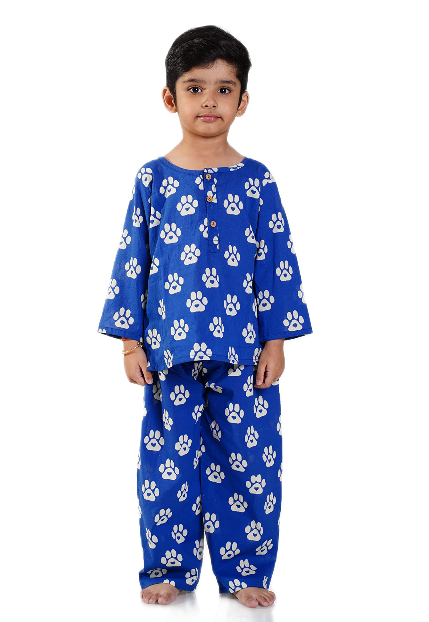 Chheent Cotton Unisex Printed Night Dress Suit Sleepwear Girls, Boys | (Pack of 2) (67 Years, Blue)