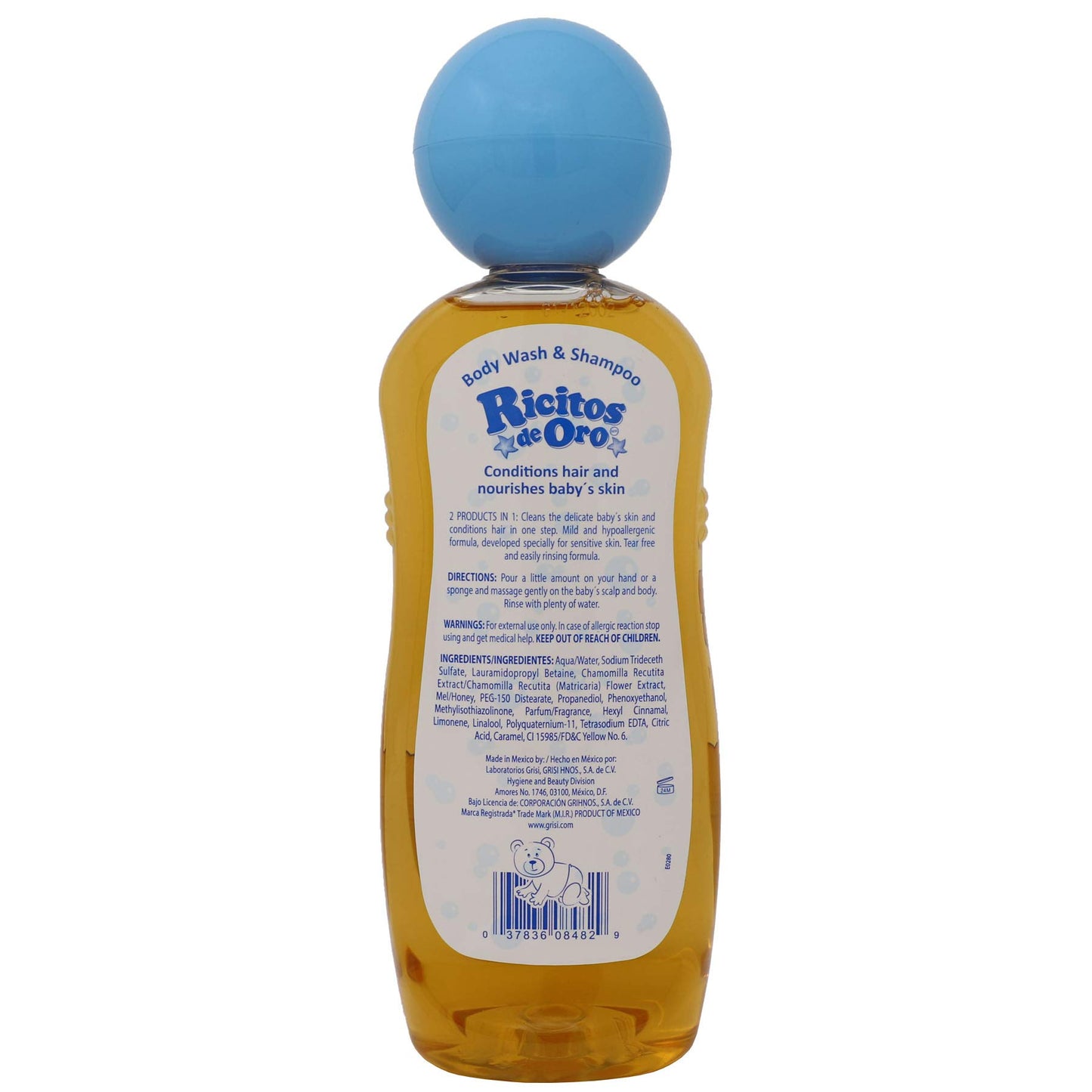 Ricitos De Oro 2-In-1 Baby Hair And Body Wash, Hypoallergenic Tear Free Body Wash And Shampoo With Chamomile And Honey, Cleansin