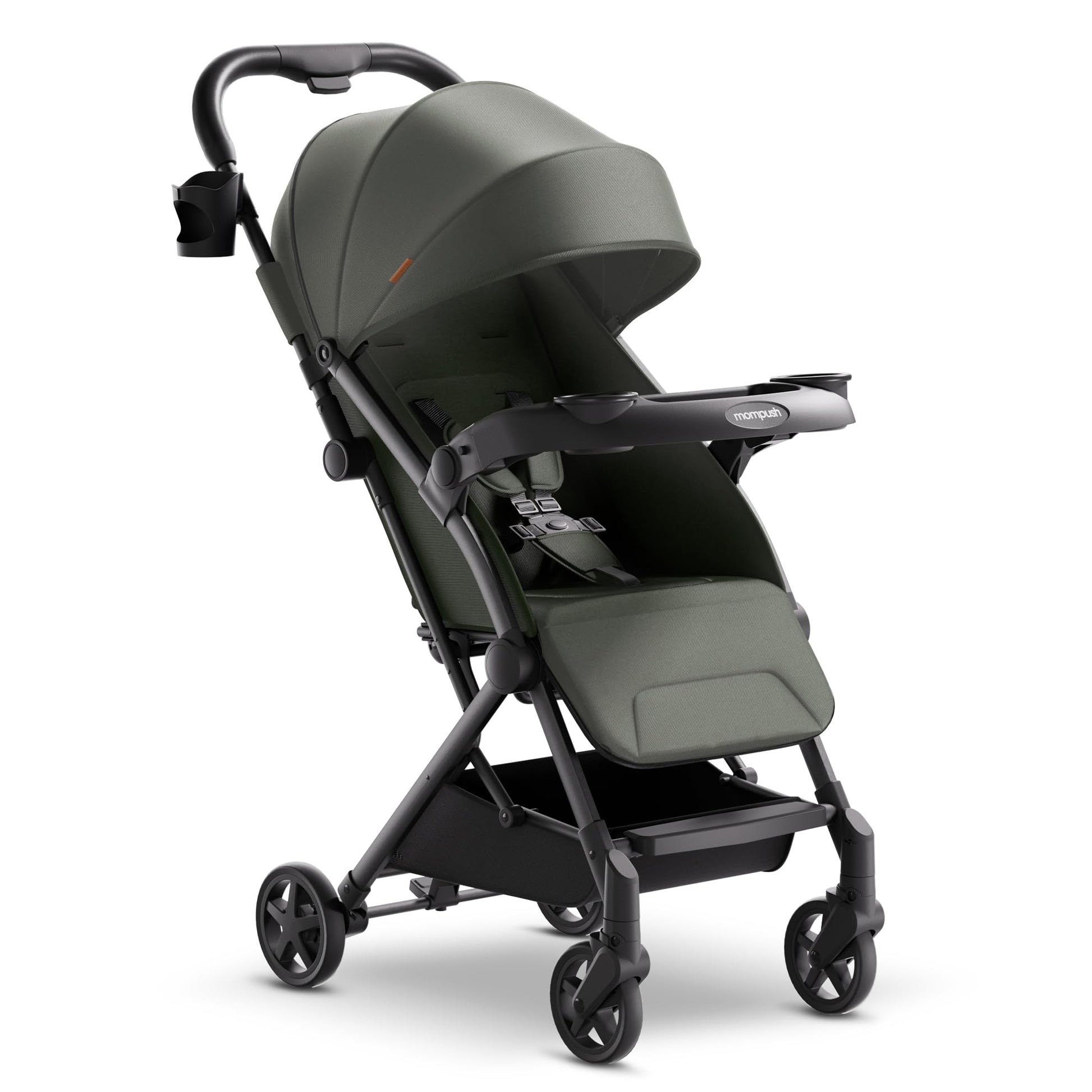 Mompush Lithe V2 Lightweight Travel Stroller, Compact Foldable Baby Stroller with Travel Bag, One-Hand Fold Stroller, Snack Tray