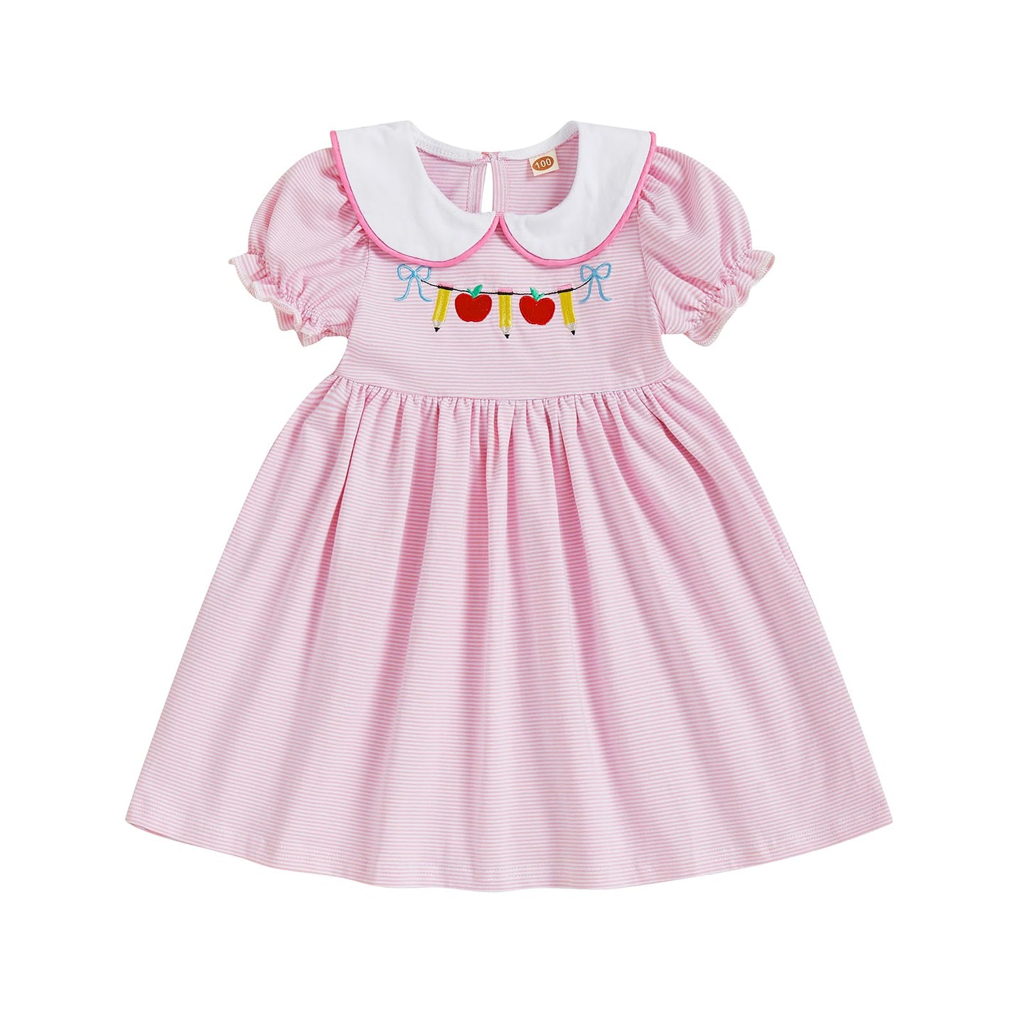 Socutebabe Toddler Girl Back to School Clothes First Day of School Dress Cute Doll Collar Pre Kindergarten Outfits for Girls (Pe