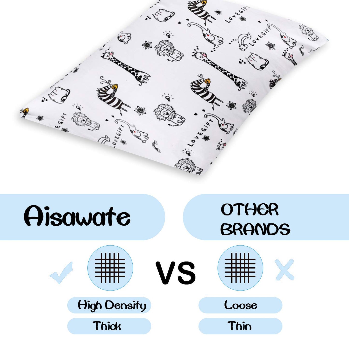 Kid Toddler Pillowcase 2 Pack - Organic Cotton Toddler Travel Pillow Case - Hypoallergenic Envelope Closure Girls Boys Pillow Co