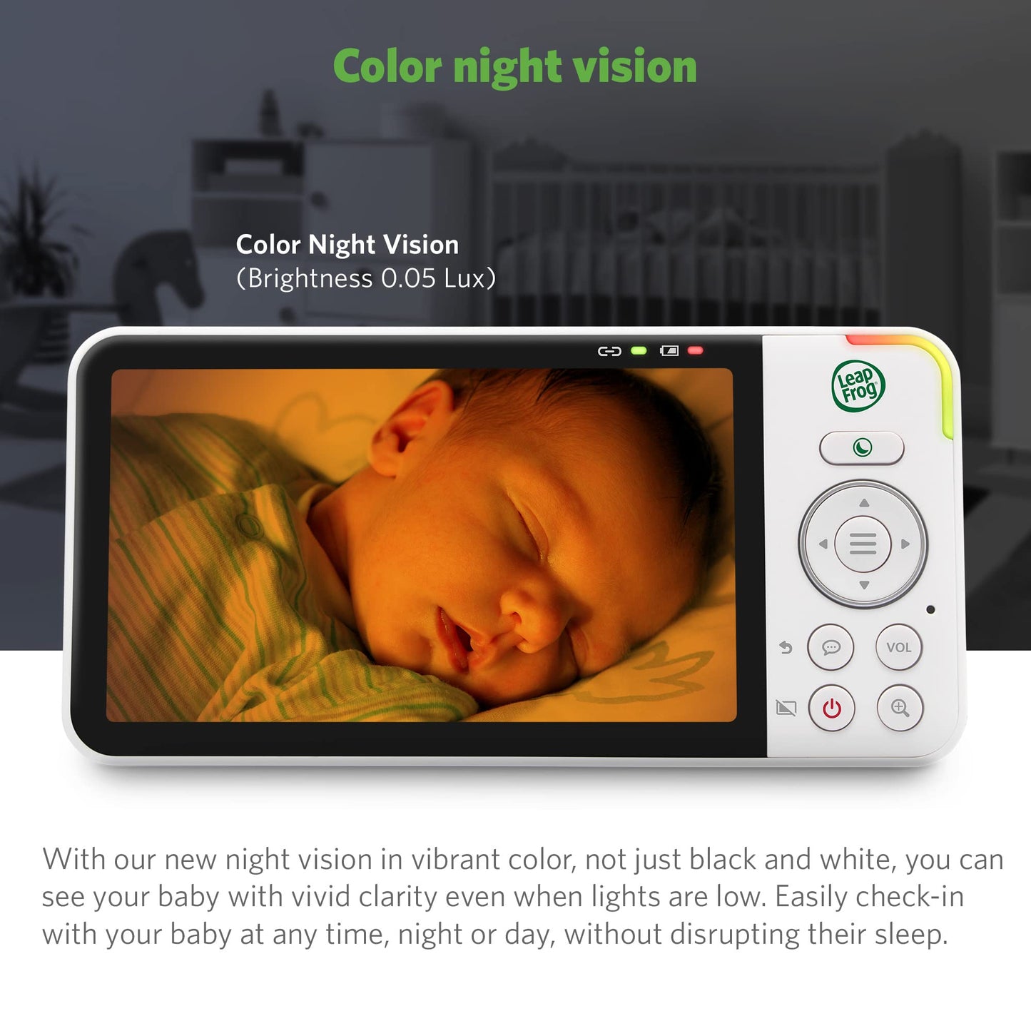 Leapfrog Lf915-2Hd Baby Monitor, 2 Cameras, 5    720P Screen, 360 Pan-Tilt-Zoom, Color Night Vision, Night Light, Two-Way Interc