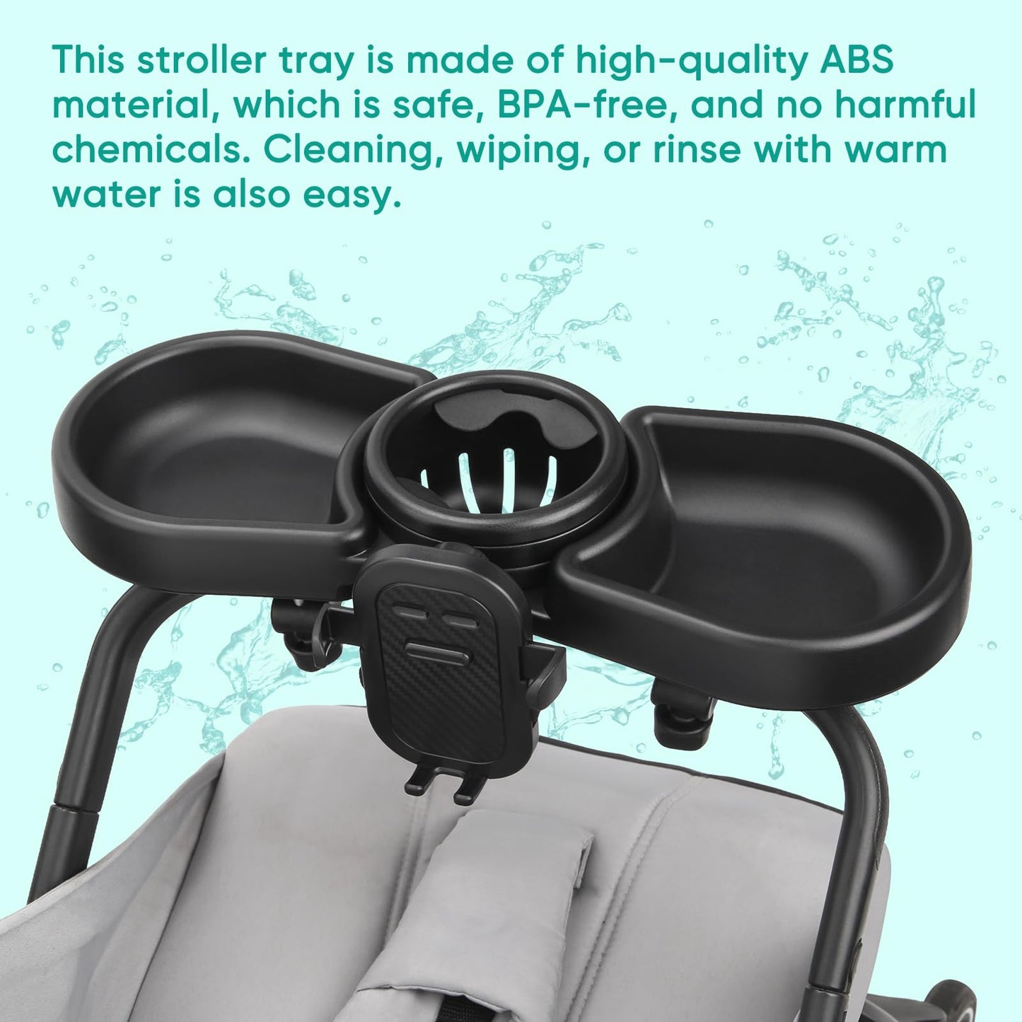Universal Stroller Snack Tray, 4 In 1 Stroller Tray Attachment With Cups Phone Holder For Baby Toddler Stroller, 360 Rotation Un