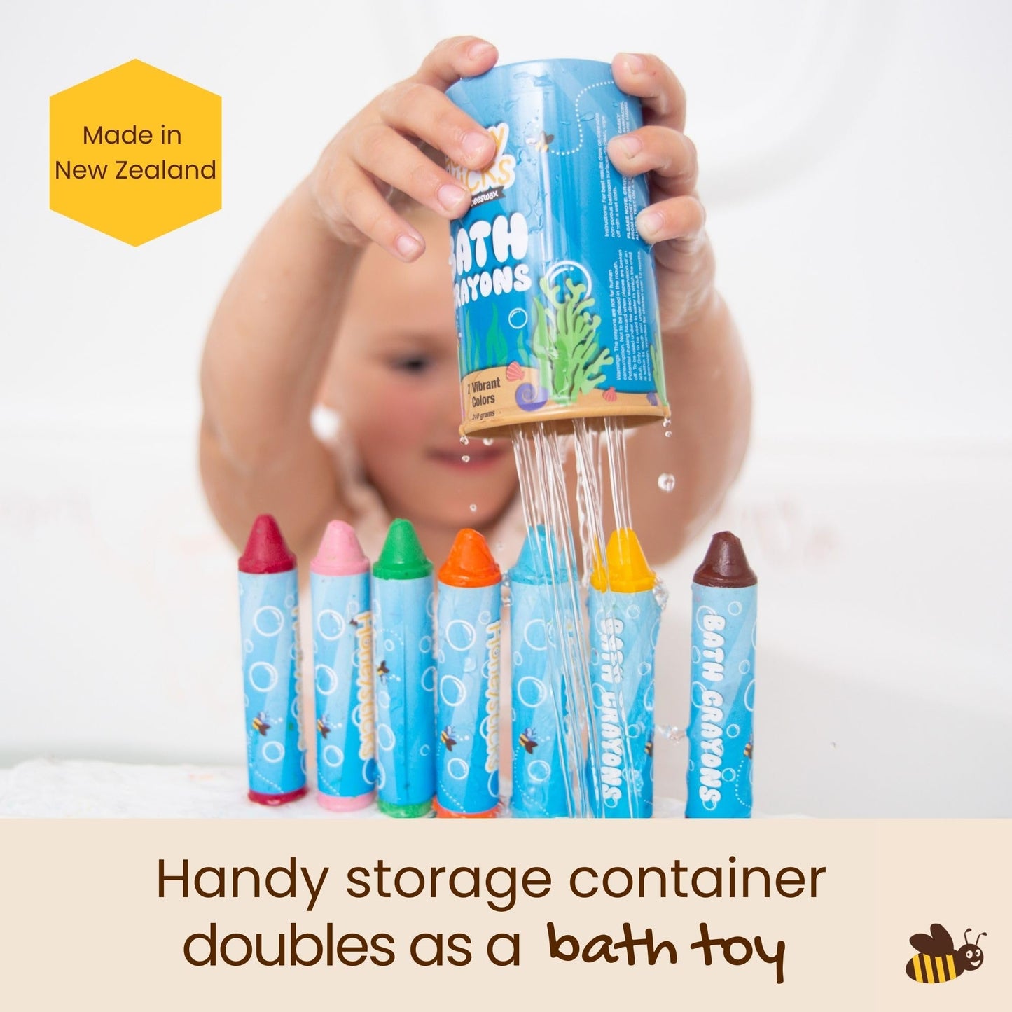 Honeysticks Super Jumbo Bath Crayons Non Toxic (7 Pack) for Toddlers 1-3 and Kids 4-8, Natural Beeswax Crayons, Food-Grade Color
