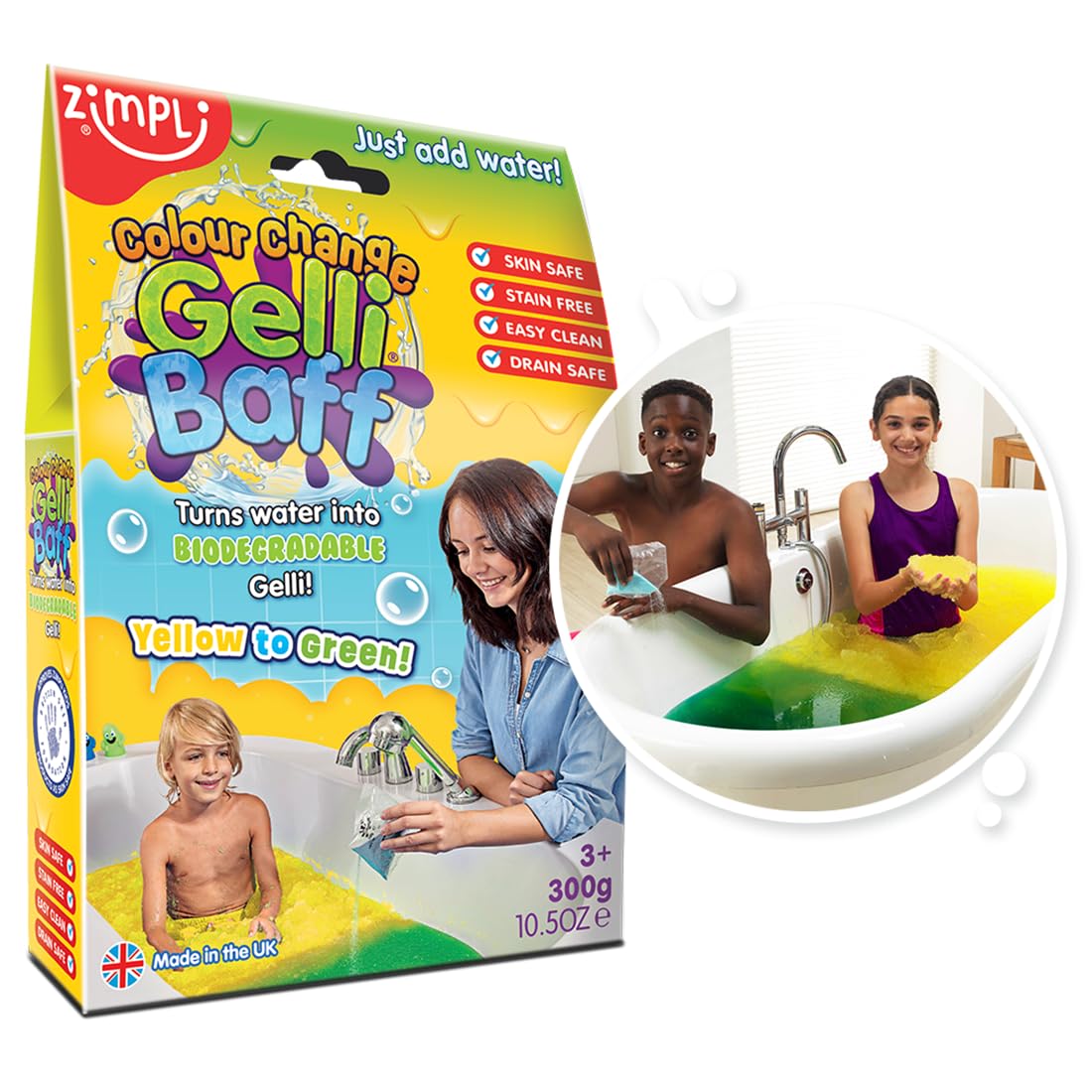 Zimpli Kids Cosmic Yellow Baff Color Change Box, 300g, Yellow to Green (5034)