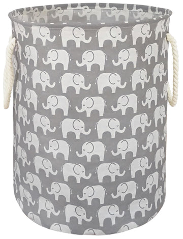 Vaivusto Elephant Laundry Basket Collapsible Waterproof Canvas Clothes Basket Laundry Hamper Cute Cartoon Baby Nursery Hamper Fo