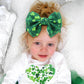 Yanjie 7 ' St.Patrick 'S Day Large Bow For Baby Girl Headband Newborn Infant Kids Shamrock Double Layer Messy Bow Headwrap