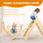 Cozibb Pikler Triangle Set, 5 In 1 Large Wooden Montessori Climbing Toys (Natural, Medium: 2-5 Years)