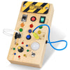 Montessori Toddler Busy Board, Baby Wooden Busy Board with 8 LED Light switches, Sensory Toys Light Switch Toys Travel Toys for 