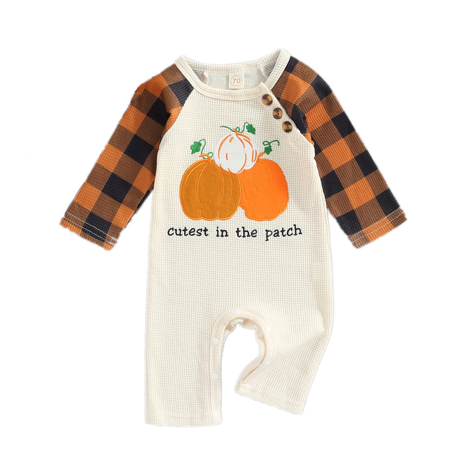 Halloween Baby Boy Girl Outfit Pumpkin Long Sleeve Onesie Romper Jumpsuit Halloween Clothes Girl Boy (Cutest In The Patch,6-12 M