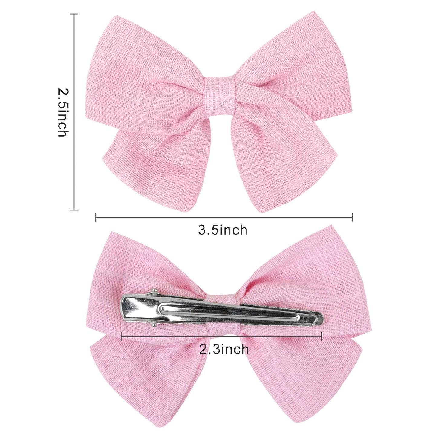 Oaoleer 40Pcs 3.5Inch Hair Bows For Toddler Girls - Linen Neutral Pigtail Bows Double Bun Ponytail Bows Alligator Clips Hair Bar