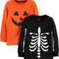 Simple Joys By Carter'S Toddler Boys' Halloween Long-Sleeve Tees, Pack Of 2, Halloween Pumpkin Print/Skeleton, 3T