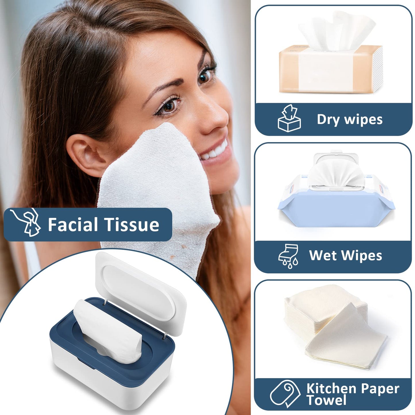 6 Pack Baby Wipes Dispenser Wipe Holder With Lids Refillable Wipes Container With Sealing Design Keeps Wipes Fresh Easy Open And
